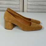 MIISTA LONDON Corduroy Chunky Heel Leather Pumps Tan Photo 1