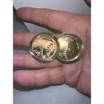 Head Vintage Faux Gold Tone Indian  Coin Clip Earrings Photo 0