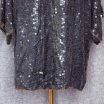 Vintage In Fashions Black Gold Sequin Beaded Silk Top Blouse Women Large Photo 6