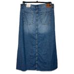 Lucky Brand  SZ 16/33 Rigid Denim Maxi Jean Skirt Modest Zip-Fly Frayed Hems Blue Photo 3