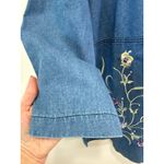 Vintage Monique Fashions Embroidered Denim Popover Top Size L Floral Teacher USA Blue Size L Photo 3