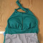 Cupshe B44 New Women’s  1pc Swimsuit Green Black & White Striped Size Medium Photo 1