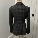 Ann Taylor  Menswear Gray Plaid Belted Blazer Photo 4