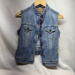 Levi Strauss Signature Women's Denim Vest Sleeveless Button Front Collared Blue Photo 1