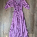 Free Press Free People Lilac Puff Sleeve Tie Front Midi Dress smocking Cottagecore boho Photo 7