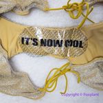 Free People NEW It's Now Cool Gathered Tie Up Bikini Bottom Gold Lurex, size L Photo 11