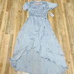 MELLODAY NWT  baby blue high low midi dress V Neck tie flutter sleeve size small Photo 7
