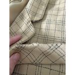 Women’s Vintage 90s Tan Windowpane Holiday Plaid Wool Blazer Suit Jacket Medium Photo 5