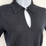 J.Crew Black Short Sleeve Polo Shirt Keyhole Button Knit Womens XS minimalist Photo 3