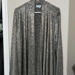 Joan Vass  Gold Metallic Cardigan Womens Open Front Knit Plus Size XL Photo 1