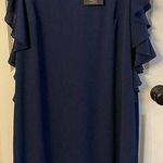 Mlle Gabrielle  BLUE Women’s 2X Ruffled Short Sleeve Career Casual Dress NEW Photo 0