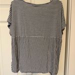 Tahari  Black and White Striped Short Sleeve Top Photo 3
