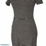 Madewell Black White Stripe Gallerist Fit Flare Dress Small Photo 5