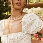 House Of CB 'Tallulah' White Floral Puff Sleeve Midi Dress NWOT L Photo 5