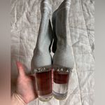 ALDO  Silver Metallic Heeled Socked Lucite Heel "Love" Boots Holiday NYE - 8.5 Photo 2