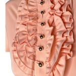 Lady Hagen  Peach Ruffled Shirt Womens M Hydro-Dri Golf Short Sleeve Button UPF Photo 2