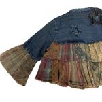 Young Threads Ruffle Patchwork Boho Denim Cardigan M Whimsiboho Western Hippie Blue Size M Photo 8