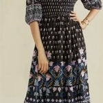 Anthropologie Dasha Smocked Midi Dress Neck Tie Size XL Photo 0