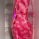 Barbie x ALDO BARBIESTESSY Pink PVC Crystal Logo Heels Pumps Size 6.5 US Photo 7