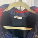 Faherty‎ Andie Denim Jacket Red Plaid Shearling Sherpa Lined size large Gorpcore Blue Photo 2