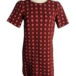 Loft Ann Taylor Quilted Mini Sheath Dress S Black Red Short Sleeves Zipper Photo 0