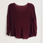 Bleuh Ciel  Maroon Employed Keyhole Tie Neck Top Photo 1