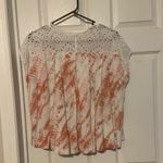 Mystree  Tank Top Size Small Tie Dye Lace shoulder Orange White Tee Shirt GUC Photo 4