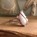 White Gold Plated Brass Created Fire Opal with cubic zirconia sz 7 Silver Photo 4