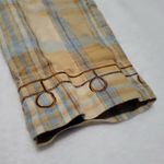 Vintage Western Bohemian Embroidered Plaid Shirt Long Sleeve Cabincore XL Tan Photo 5