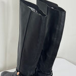 Ted Baker London Lykla Knee High Boots Black Leather Flat Boots 37.5 Ankle Bow Photo 5
