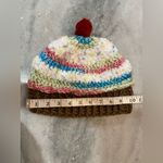 Handmade Crochet Funfetti Rainbow Cupcake Beanie Winter Hat Stretch Cozy Comfy Photo 4