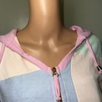 Love Shack Fancy Pastel Color Block Zip Up Hoodie Hooded Jacket Sweatshirt Photo 2