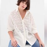 Gap Lace Bib Big Shirt Button Down Optic White Women’s Plus Size XXL NWT Photo 0
