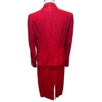Harvé Benard Harve Benard Vintage Red Jacket Skirt Suit Set White Buttons Made In Italy Sz 12 Photo 2
