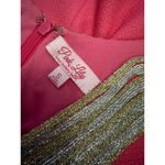 Pink Lily  Women’s Small Hot pink Dress with Gold accents euc v neck short dress Photo 2