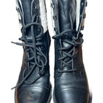 Marc Fisher  Black‎ Lansly Genuine Leather Fur Lined Combat Boots size 8.5 Photo 0