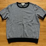 Michael Kors Black and White Plaid Short Sleeve Sweater Top Photo 1