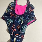 Chubbies  Womens One-Piece Swimsuit Small Neon Lights‎ Electric Retro Tropical Photo 8