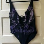 Trendy & Tipsy black Jimi Hendrix purple haze sleeveless lace up vneck bodysuit Photo 0