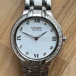 Citizen Eco-Drive Ladies Watch Genuine Diamond White Dial Stainless Bracelet Photo 0