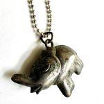Silver tone puffy elephant pendant necklace Photo 6