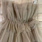 Mable tulle ruffle strapless elegant taupe mini dress women Size Large Photo 5