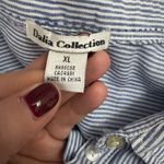 Dalia Collection  Navy Pinstripe Linen Cotton Casual Shirt Size XL EUC Photo 2