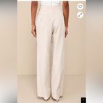 Lulus  Sophisticated Feel Beige Pleated High-Rise Wide-Leg Pants Sz L Photo 1