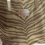 Michael Kors Zebra/Animal Print Metallic Gold and Beige Coated Canvas Tote Photo 5