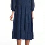 Alice + Olivia  by Stacey bendet Layla Geometric Chiffon Peasant blue Dress Photo 0