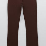 ZARA  flare high rise pants leggings chocolate brown pull on ribbed trousers Photo 0