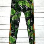 Gold Sheep  Tropical Print Athletic Leggings Size Large Photo 0