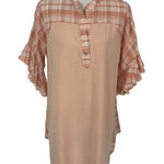 Umgee  Women’s Dress Small Peach Boho Short Sleeve Tunic Flowy Lightweight Photo 0