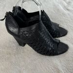 Franco Sarto Salito Bootie Womens Sz 8.5M Black Leather Cutout Back Zip Open Toe Photo 0